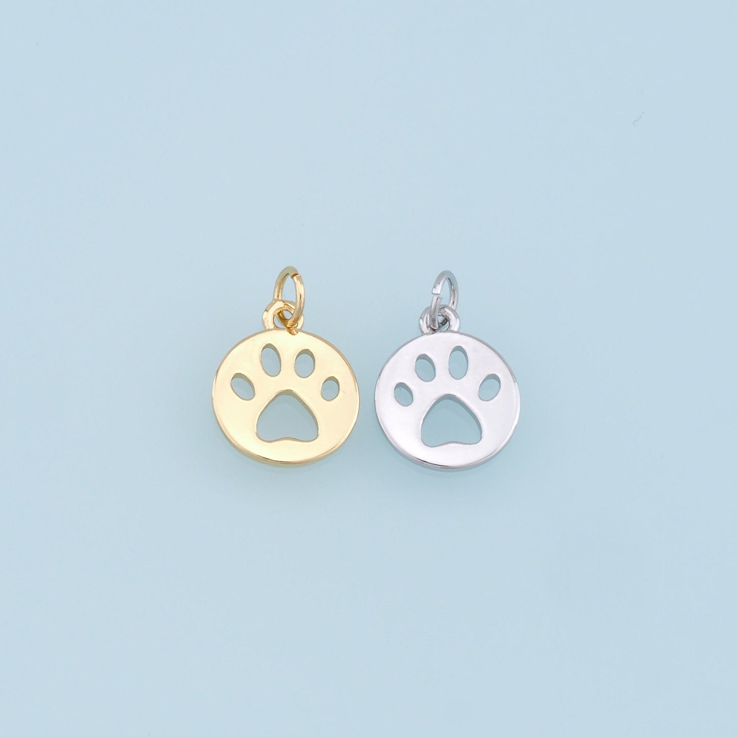 Gold Paw Charms,18K Gold Filled Cat Paw Pendant,Dog Paw Charm Bracelet Necklace for DIY Jewelry Making Supply