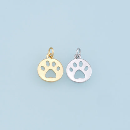 Gold Paw Charms,18K Gold Filled Cat Paw Pendant,Dog Paw Charm Bracelet Necklace for DIY Jewelry Making Supply