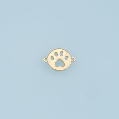 Gold Paw Connector Charms,18K Gold Filled Cat Paw Pendant,Dog Paw Charm Bracelet Necklace for DIY Jewelry Making Supply