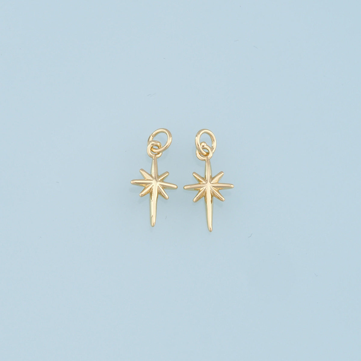 Gold Star Charms,18K Gold Filled Starburst Pendant,North Star Charm Bracelet Necklace for DIY Jewelry Making Supply