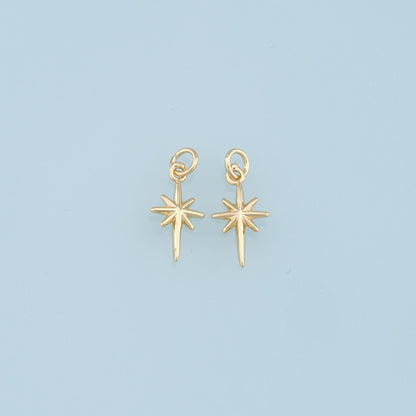 Gold Star Charms,18K Gold Filled Starburst Pendant,North Star Charm Bracelet Necklace for DIY Jewelry Making Supply