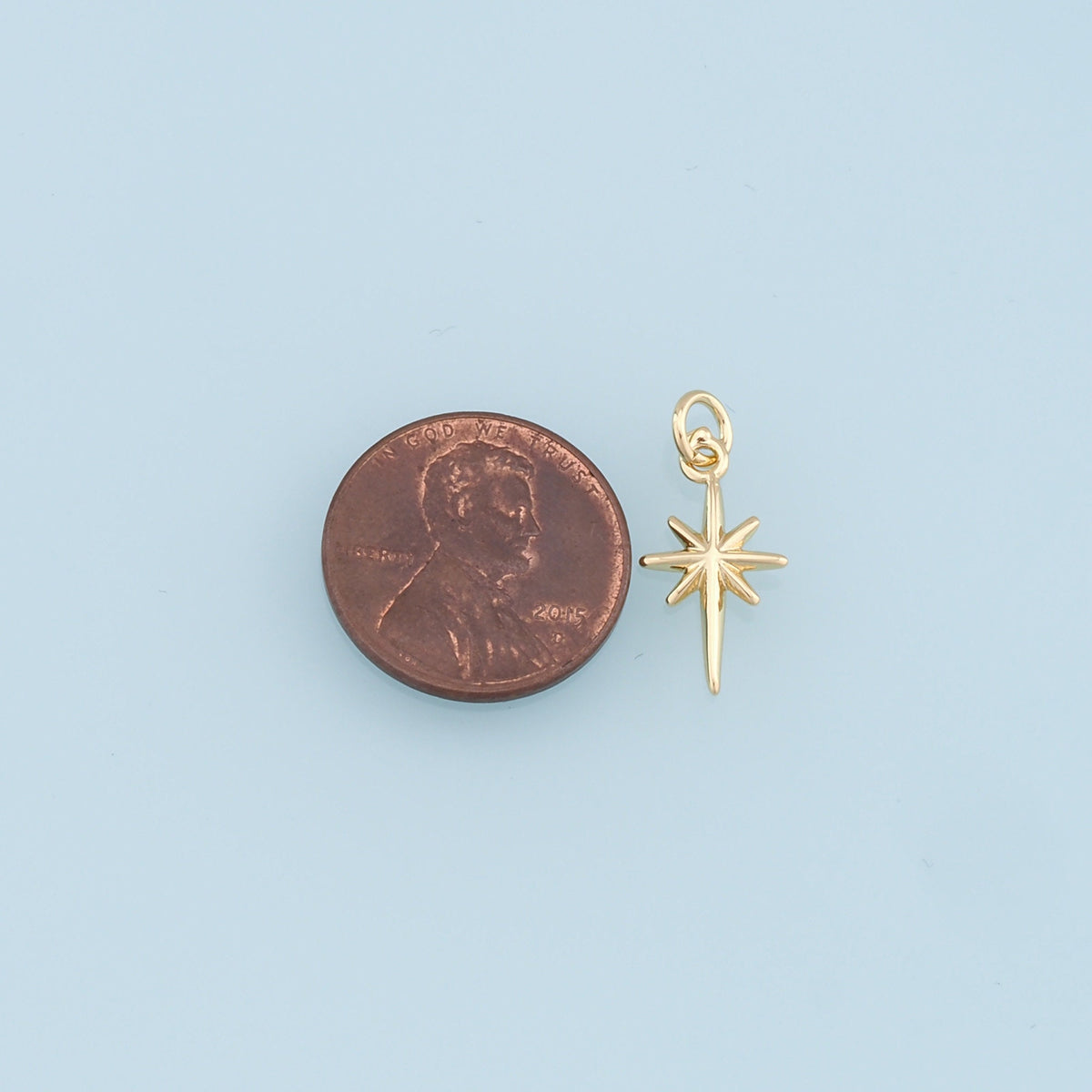 Gold Star Charms,18K Gold Filled Starburst Pendant,North Star Charm Bracelet Necklace for DIY Jewelry Making Supply