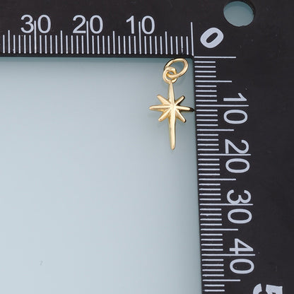 Gold Star Charms,18K Gold Filled Starburst Pendant,North Star Charm Bracelet Necklace for DIY Jewelry Making Supply