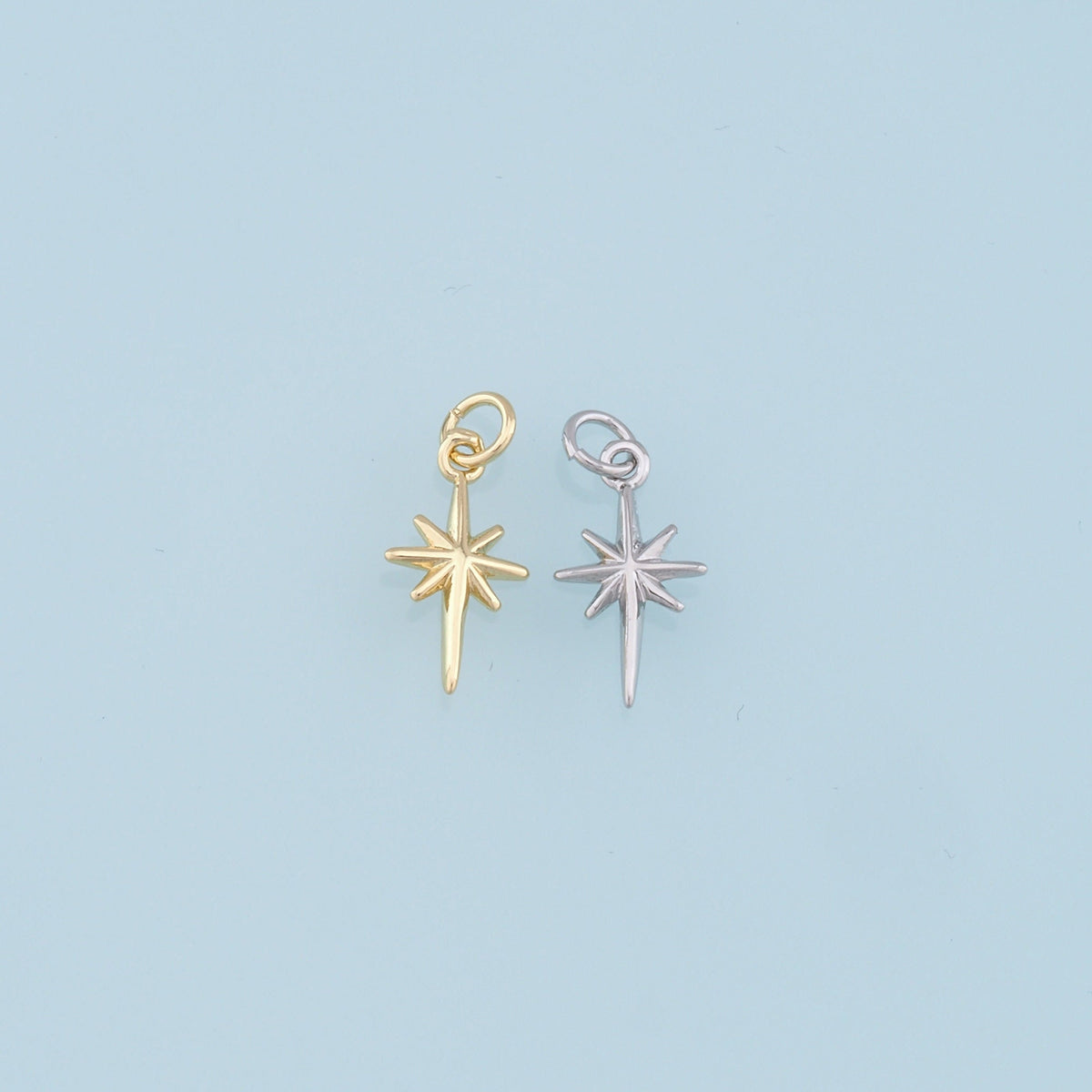 Gold Star Charms,18K Gold Filled Starburst Pendant,North Star Charm Bracelet Necklace for DIY Jewelry Making Supply