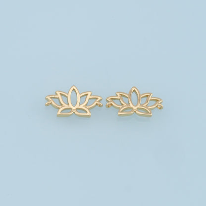 Gold Lotus Connector Charms,18K Gold Filled lotus Pendant,Silver lotus Charm Bracelet Necklace for DIY Jewelry Making Supply