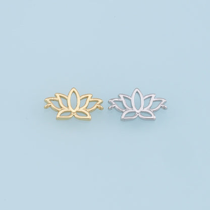 Gold Lotus Connector Charms,18K Gold Filled lotus Pendant,Silver lotus Charm Bracelet Necklace for DIY Jewelry Making Supply