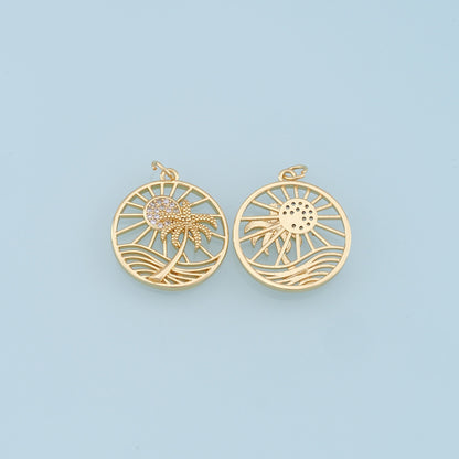 Gold Palm Tree Charms,18K Gold Filled Palm tree Pendant,Summer coconut tree Charm Bracelet Necklace for DIY Jewelry Making Supply