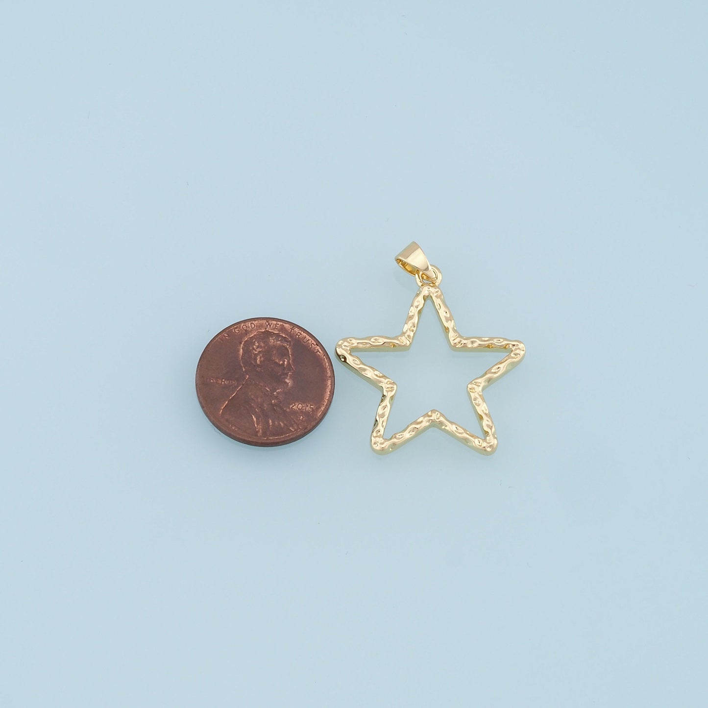 Gold Star Hollow Charms,18K Gold Filled Star Pendant,Star Charm Bracelet Necklace for DIY Jewelry Making Supply