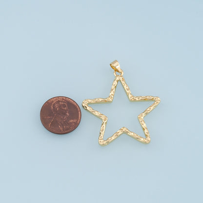 Gold Star Hollow Charms,18K Gold Filled Star Pendant,Star Charm Bracelet Necklace for DIY Jewelry Making Supply