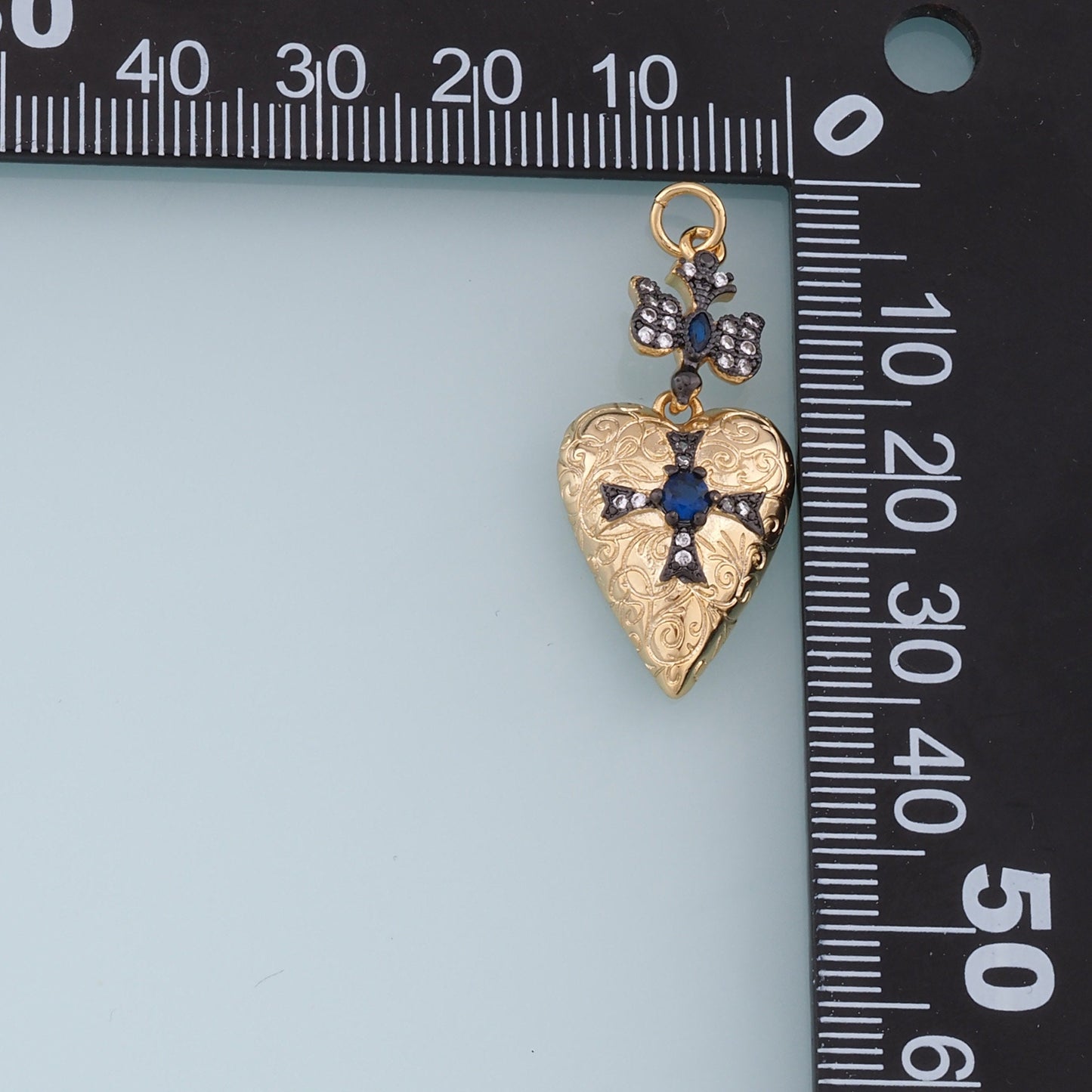 Gold Heart Cross Charms,18K Gold Filled Heart Pendant,Cross Charm Bracelet Necklace for DIY Jewelry Making Supply