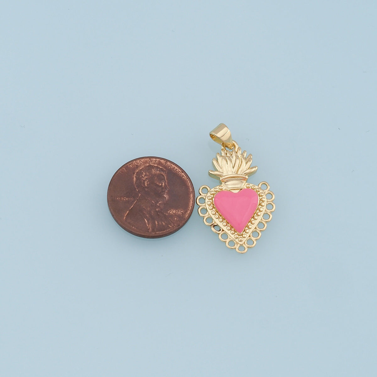 Gold Sacred Heart Charms,18K Gold Filled Enamel Sacred Heart Pendant,Sacred Heart Charm Bracelet Necklace for DIY Jewelry Mak