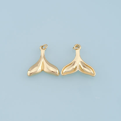 Gold Mermaid  Charms,18K Gold Filled Tail Pendant,Mermaid Tail Charm Bracelet Necklace for DIY Jewelry Making Supply