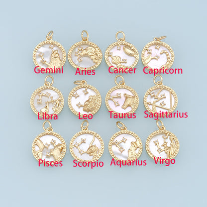 18K Gold Filled Zodiac Constellation Charms,Zodiac Symbol,Horoscope Charm,Gold Astrological Zodiac Sign Minimalist Jewelry