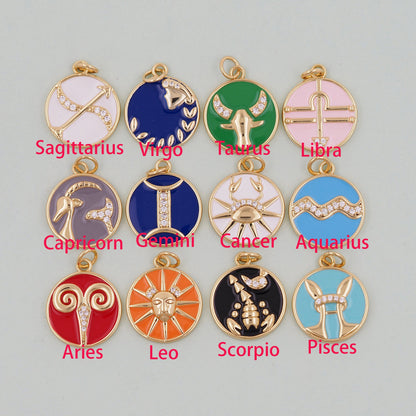 18K Gold Filled Zodiac Constellation Charms,Zodiac Symbol,Horoscope Charm,Gold Astrological Zodiac Sign Minimalist Jewelry