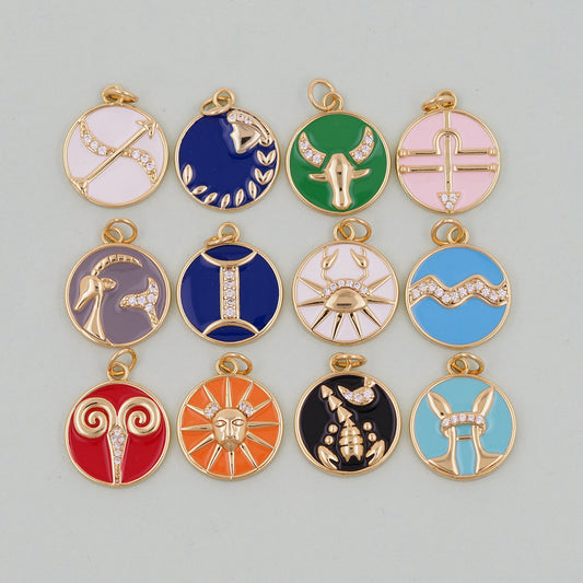 18K Gold Filled Zodiac Constellation Charms,Zodiac Symbol,Horoscope Charm,Gold Astrological Zodiac Sign Minimalist Jewelry