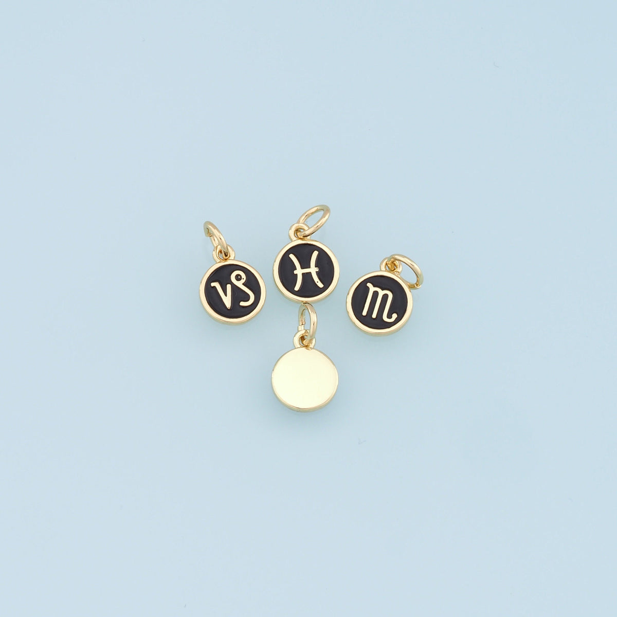 18K Gold Filled Enamel Zodiac Constellation Charms,Zodiac Symbol,Black Horoscope Charm,Gold Astrological Zodiac Sign Minimali
