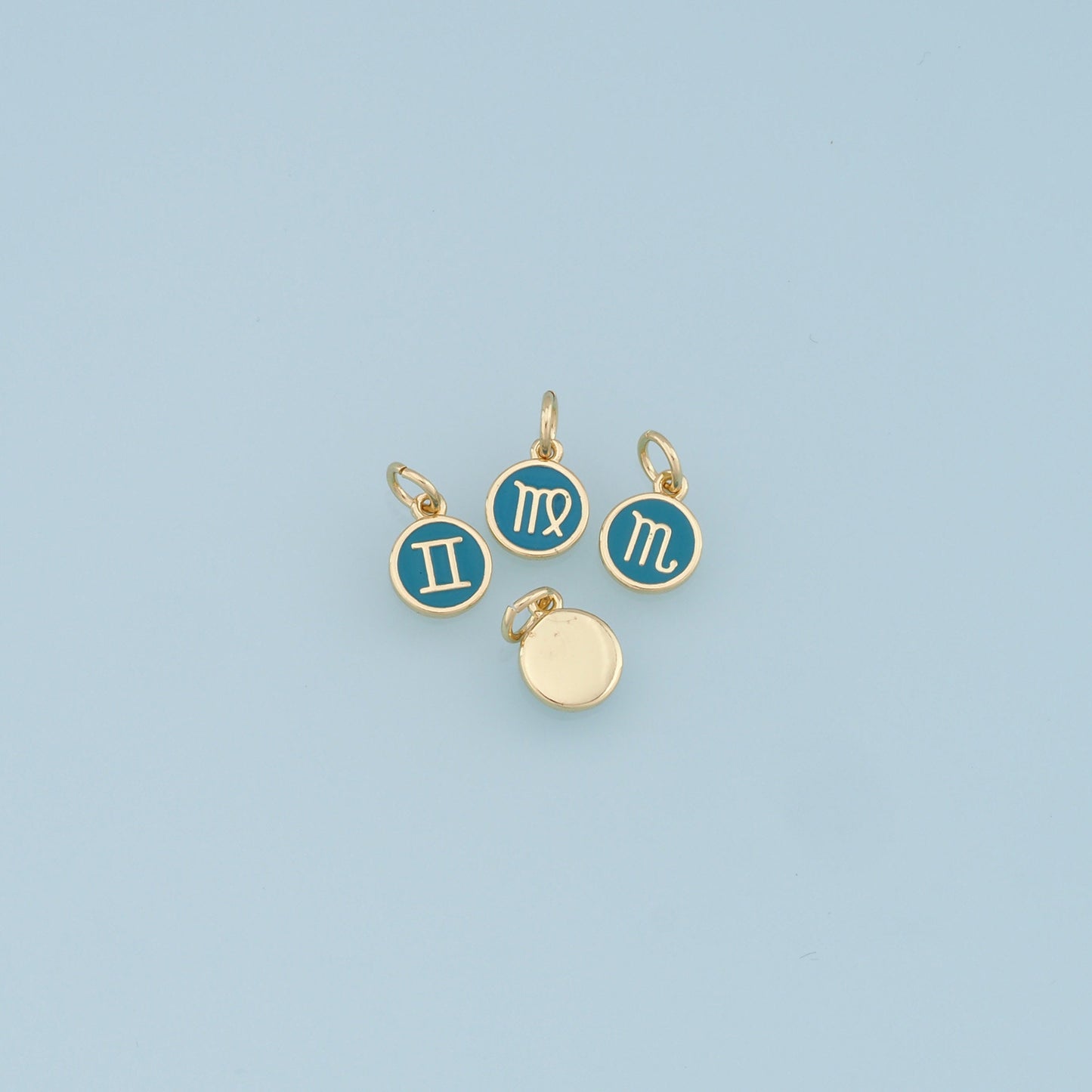18K Gold Filled Enamel Zodiac Constellation Charms,Zodiac Symbol,Blue Horoscope Charm,Gold Astrological Zodiac Sign Minimalist Jewelry