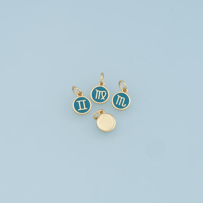 18K Gold Filled Enamel Zodiac Constellation Charms,Zodiac Symbol,Blue Horoscope Charm,Gold Astrological Zodiac Sign Minimalist Jewelry