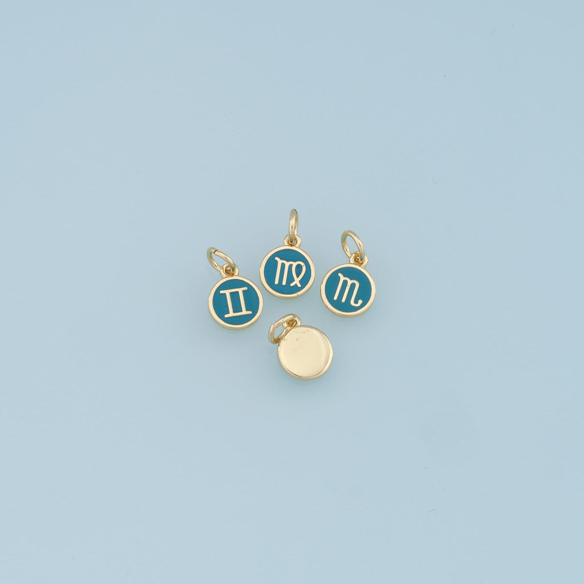 18K Gold Filled Enamel Zodiac Constellation Charms,Zodiac Symbol,Blue Horoscope Charm,Gold Astrological Zodiac Sign Minimalis