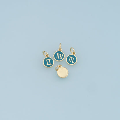 18K Gold Filled Enamel Zodiac Constellation Charms,Zodiac Symbol,Blue Horoscope Charm,Gold Astrological Zodiac Sign Minimalis