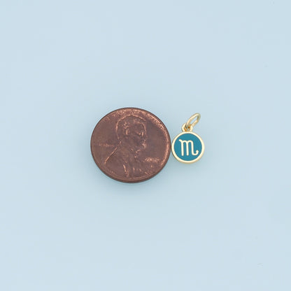 18K Gold Filled Enamel Zodiac Constellation Charms,Zodiac Symbol,Blue Horoscope Charm,Gold Astrological Zodiac Sign Minimalist Jewelry