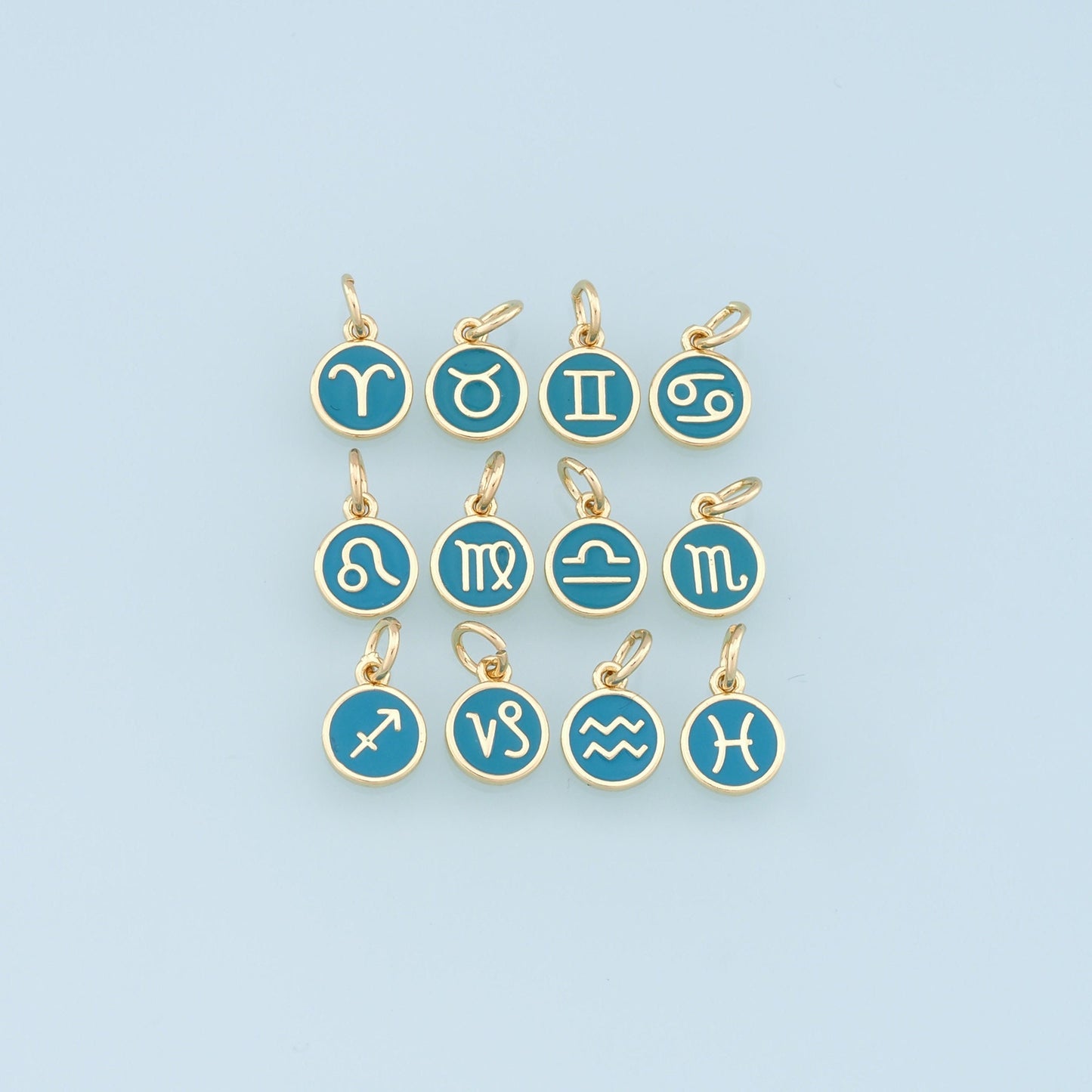 18K Gold Filled Enamel Zodiac Constellation Charms,Zodiac Symbol,Blue Horoscope Charm,Gold Astrological Zodiac Sign Minimalist Jewelry