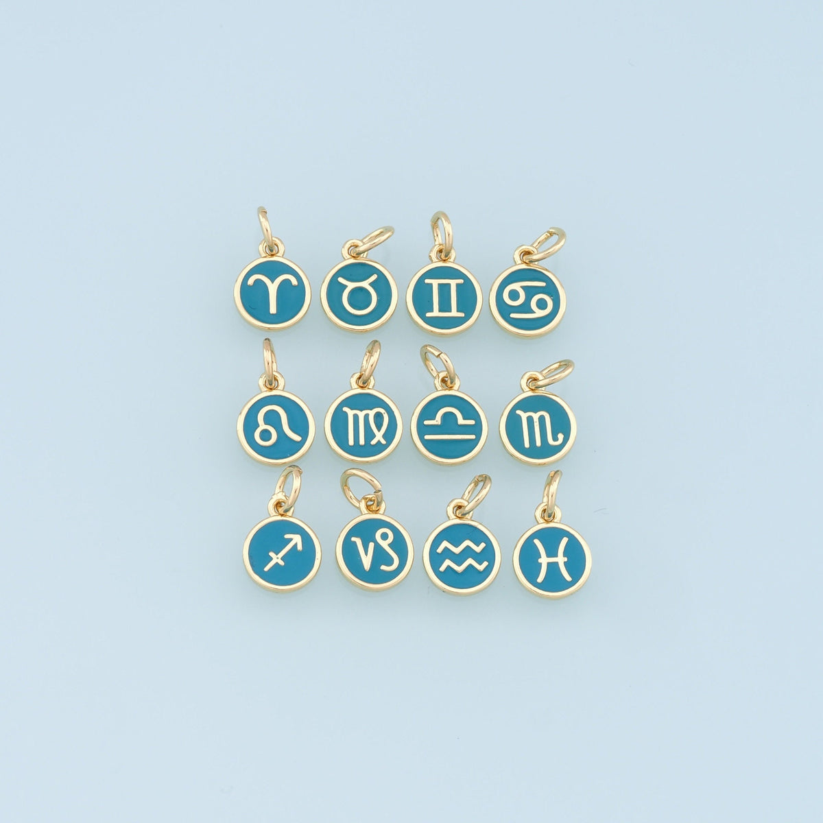 18K Gold Filled Enamel Zodiac Constellation Charms,Zodiac Symbol,Blue Horoscope Charm,Gold Astrological Zodiac Sign Minimalis