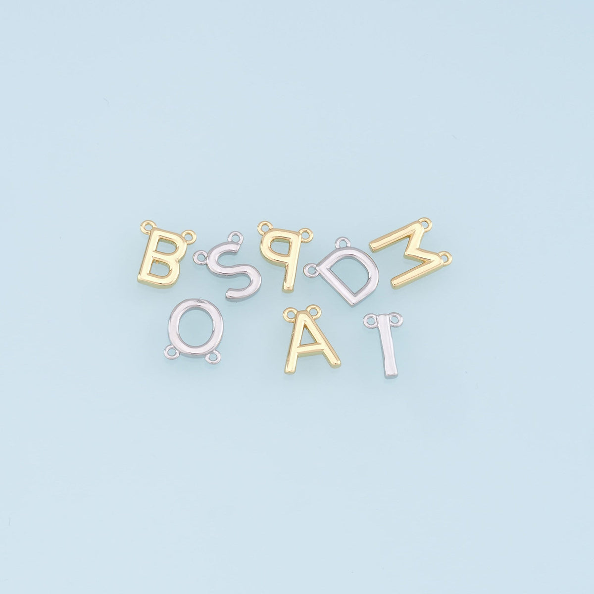 Gold letter Charms,18K Gold Filled letter Pendant,initial Charm Bracelet Necklace for DIY Jewelry Making Supply