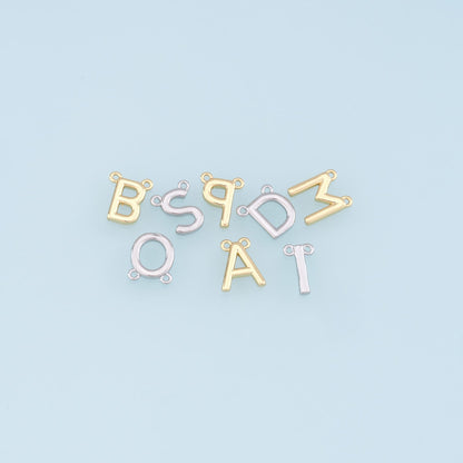 Gold letter Charms,18K Gold Filled letter Pendant,initial Charm Bracelet Necklace for DIY Jewelry Making Supply