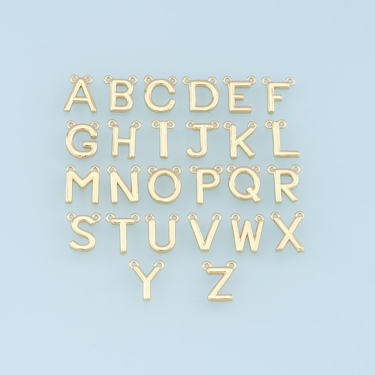 Gold letter Charms,18K Gold Filled letter Pendant,initial Charm Bracelet Necklace for DIY Jewelry Making Supply