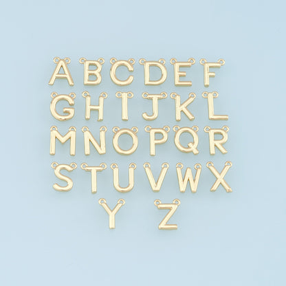 Gold letter Charms,18K Gold Filled letter Pendant,initial Charm Bracelet Necklace for DIY Jewelry Making Supply
