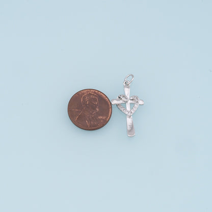 Gold Heart Cross Charms,18K Gold Filled Heart Pendant,CZ Cross Charm Bracelet Necklace for DIY Jewelry Making Supply