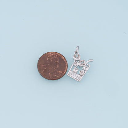 Gold drinks Charms,18K Gold Filled cup Pendant,CZ Micro Pave cup Charm Bracelet Necklace for DIY Jewelry Making Supply