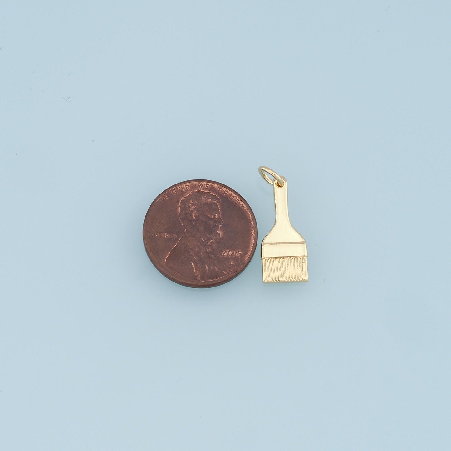 Gold Brush Charms,18K Gold Filled Brush Pendant,Brush Charm Bracelet Necklace for DIY Jewelry Making Supply