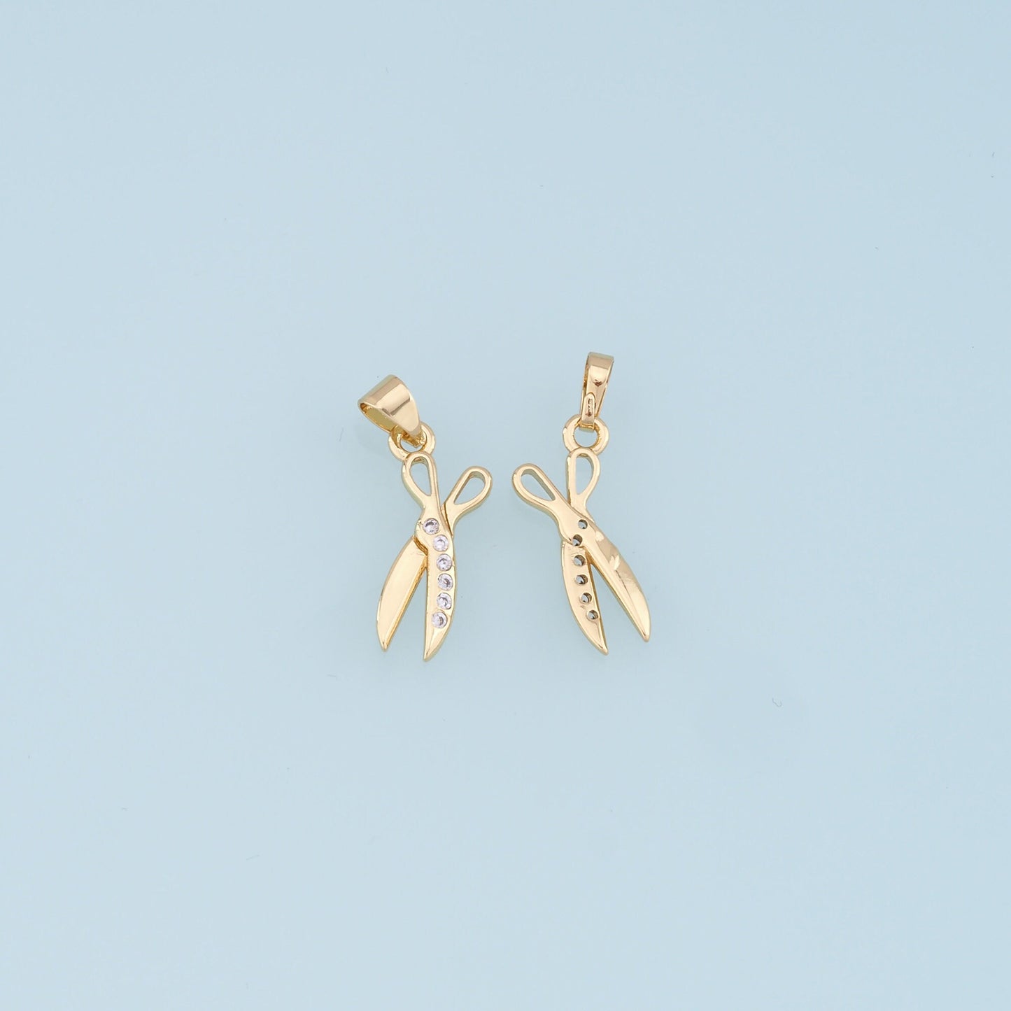 Gold Scissors Charms,18K Gold Filled Scissors Pendant,CZ Scissors Charm Bracelet Necklace for DIY Jewelry Making Supply