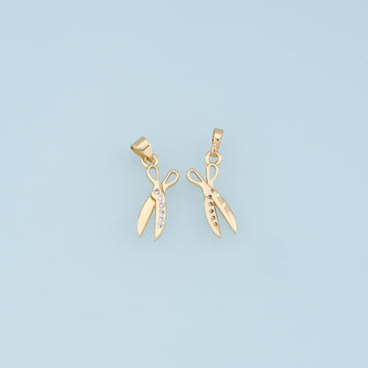Gold Scissors Charms,18K Gold Filled Scissors Pendant,CZ Scissors Charm Bracelet Necklace for DIY Jewelry Making Supply