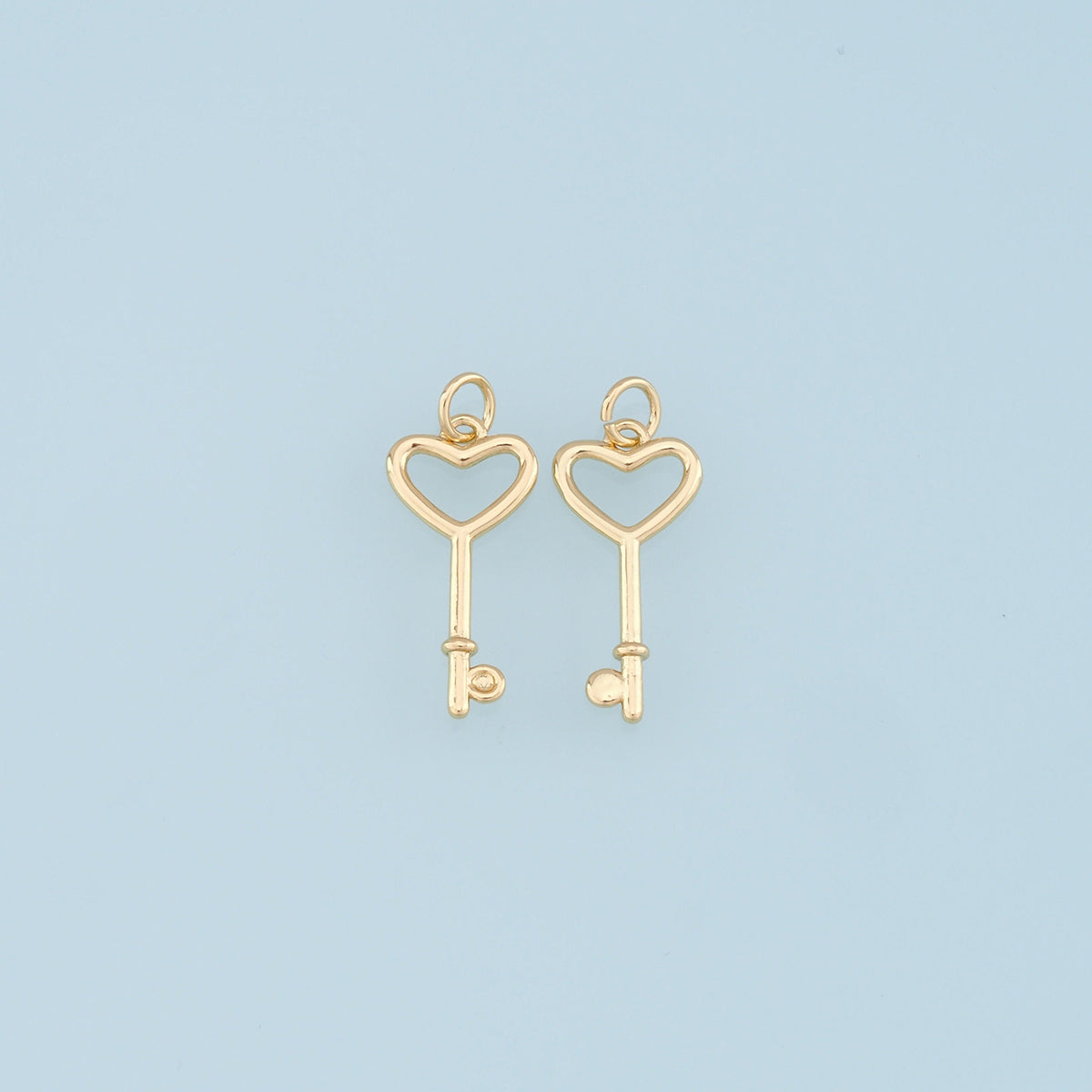 Gold Heart Key Charms,18K Gold Filled Key Pendant,Key Charm Bracelet Necklace for DIY Jewelry Making Supply