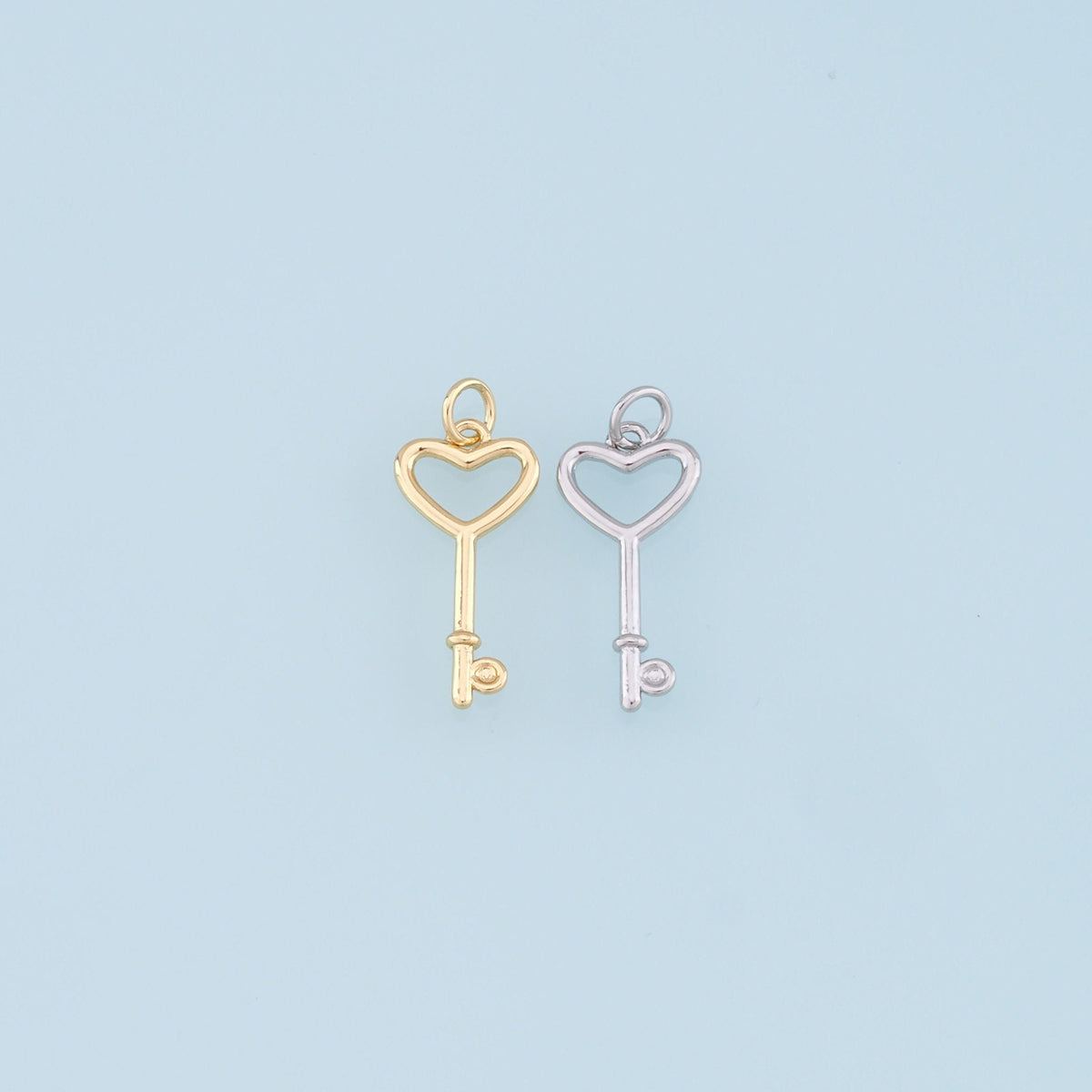 Gold Heart Key Charms,18K Gold Filled Key Pendant,Key Charm Bracelet Necklace for DIY Jewelry Making Supply