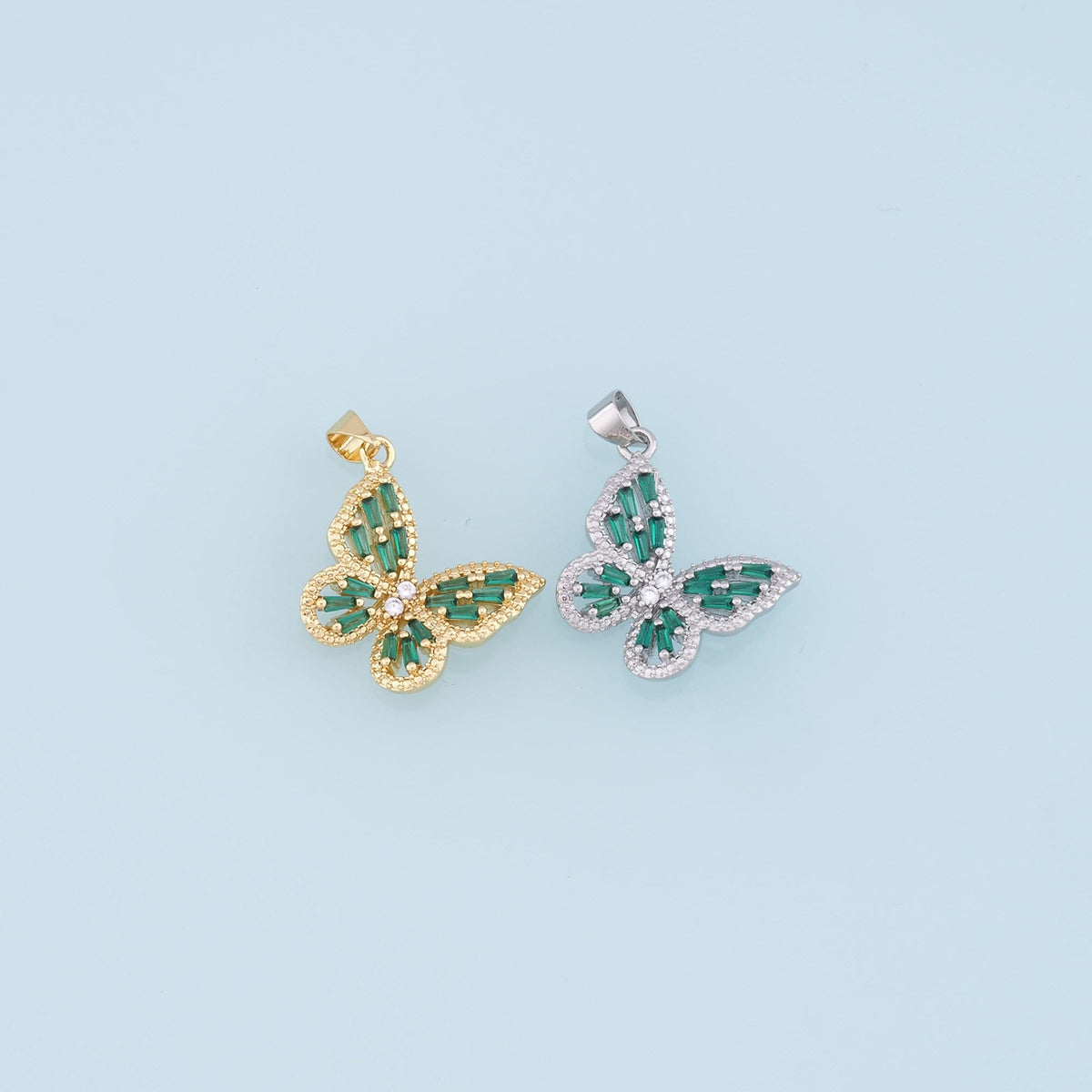 Gold Butterfly Charms,18K Gold Filled Butterfly Pendant,CZ Butterfly Charm Bracelet Necklace for DIY Jewelry Making Supply