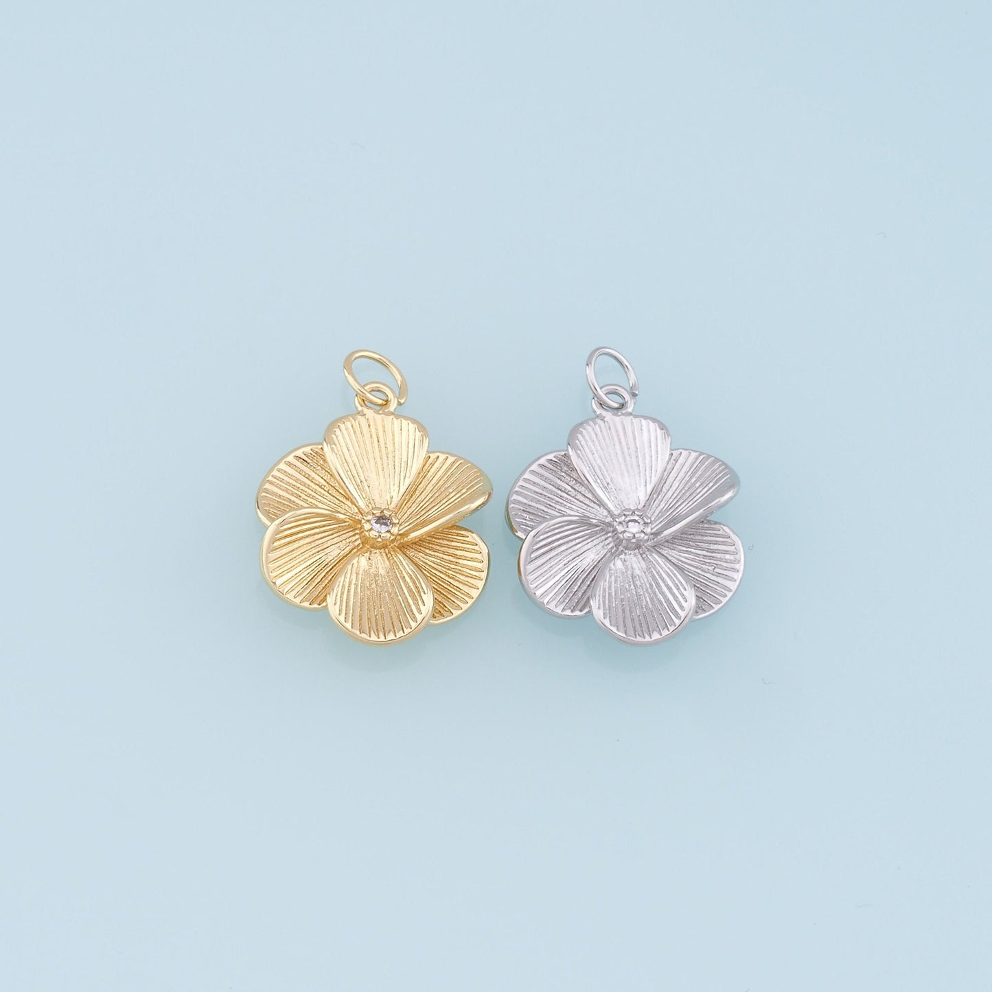 Gold Flower Charms,18K Gold Filled Flower Pendant,Silver flower Charm Bracelet Necklace for DIY Jewelry Making Supply