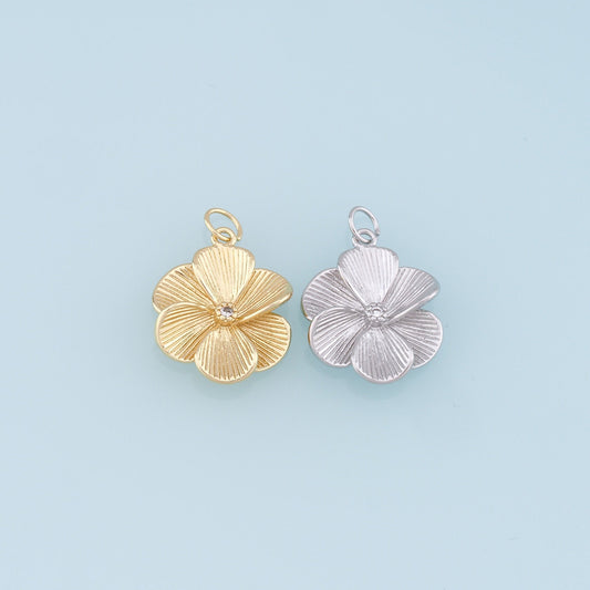 Gold Flower Charms,18K Gold Filled Flower Pendant,Silver flower Charm Bracelet Necklace for DIY Jewelry Making Supply