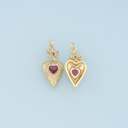 Gold Heart Charms,18K Gold Filled Heart Pendant,Cross Charm Bracelet Necklace for DIY Jewelry Making Supply