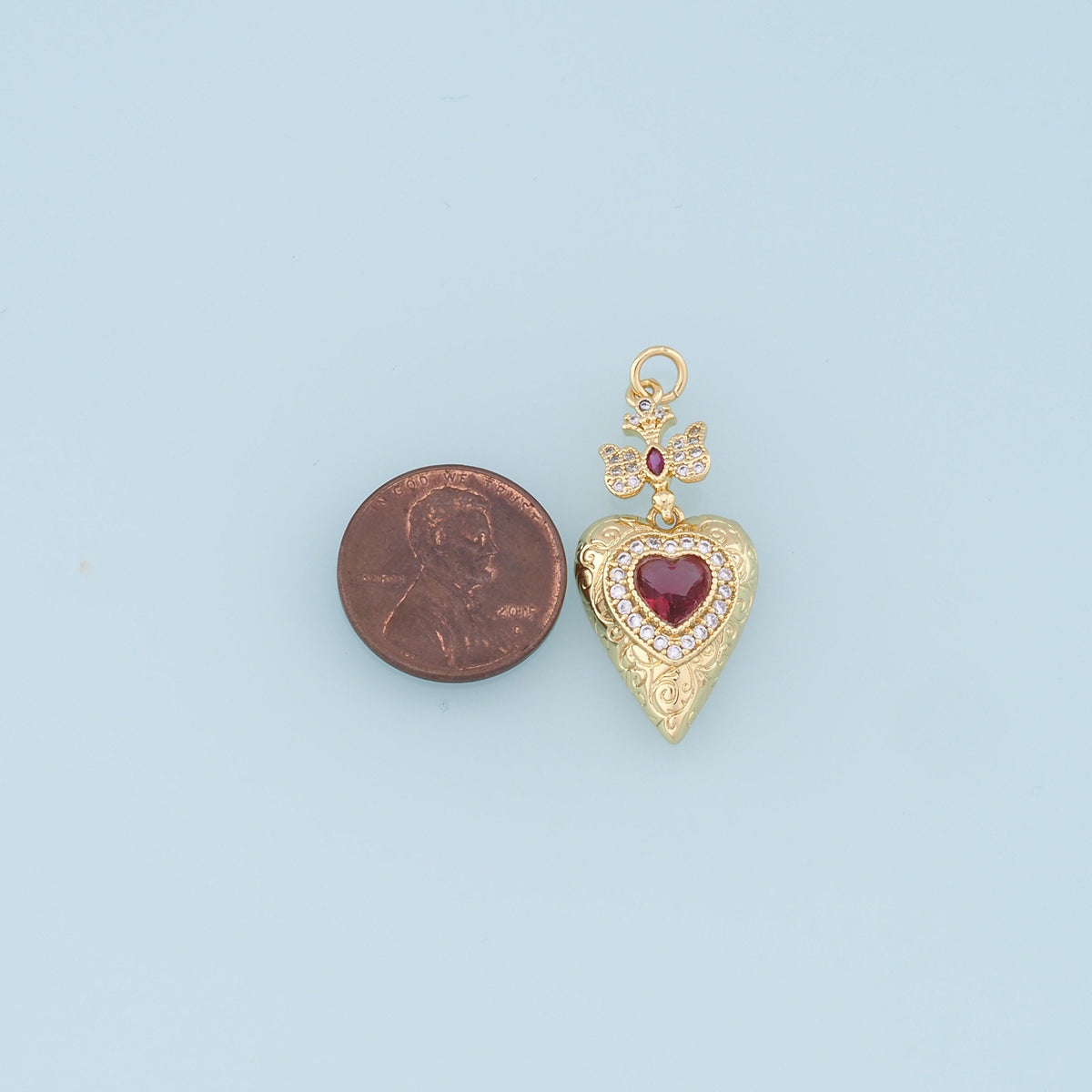 Gold Heart Charms,18K Gold Filled Heart Pendant,Cross Charm Bracelet Necklace for DIY Jewelry Making Supply