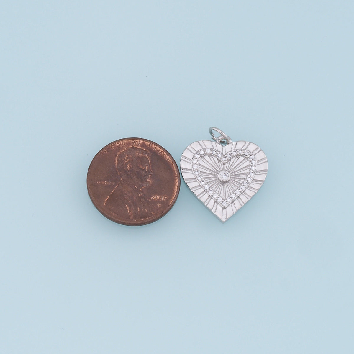 18K Gold Filled Cubic Zirconia Heart Charm Pendant for Jewelry Making