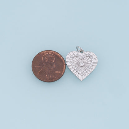 18K Gold Filled Cubic Zirconia Heart Charm Pendant for Jewelry Making