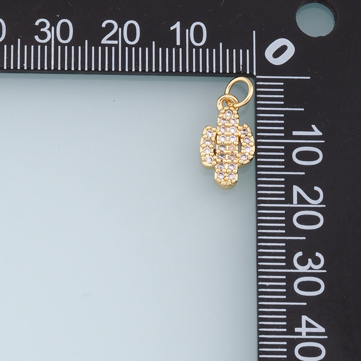 Gold Cactus Charms,18K Gold Filled CZ Micro Pave Cactus Pendant,Desert Charm Bracelet Necklace for DIY Jewelry Making Supply