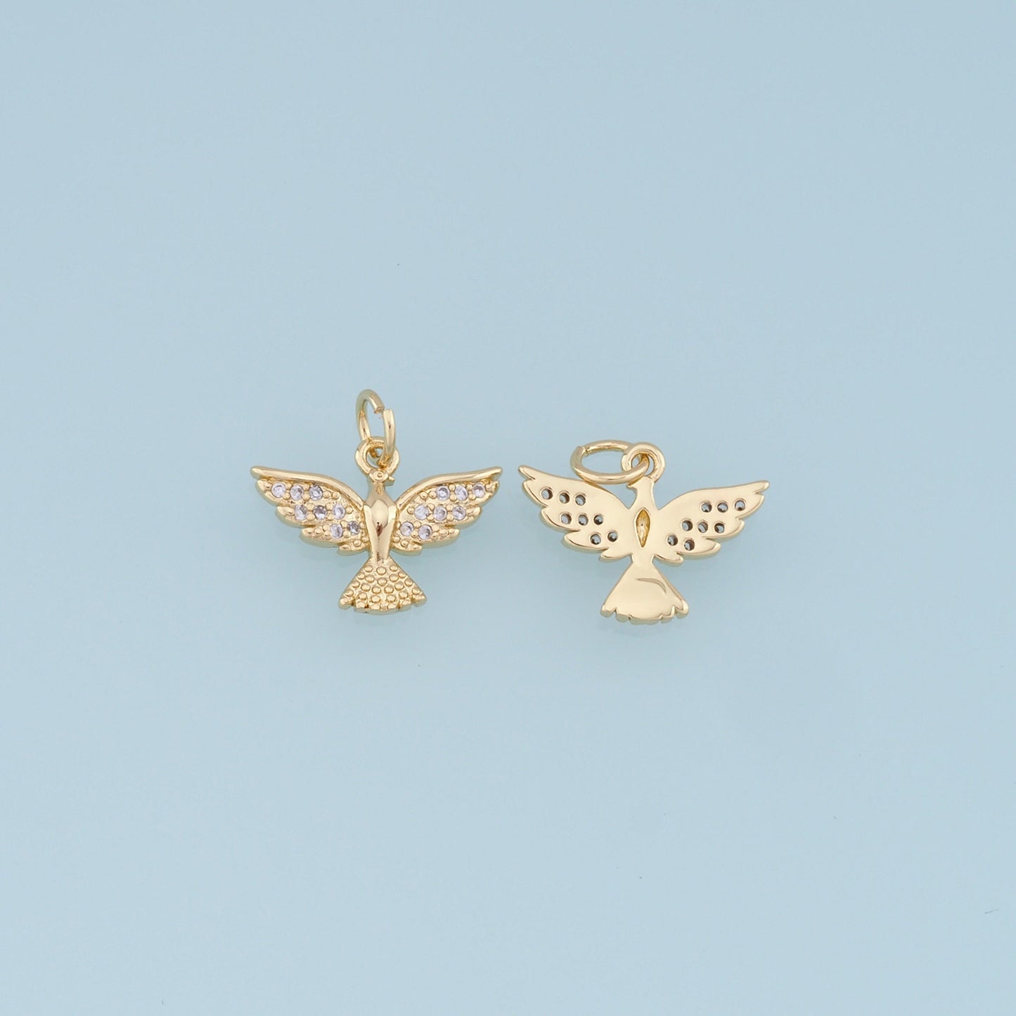 Gold Phoenix Charms,18K Gold Filled Phoenix Pendant,CZ Micro Pave Phoenix Charm Bracelet Necklace for DIY Jewelry Making Supply