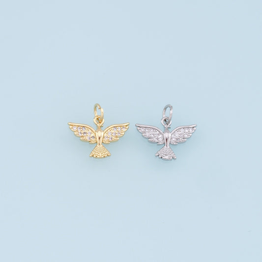 Gold Phoenix Charms,18K Gold Filled Phoenix Pendant,CZ Micro Pave Phoenix Charm Bracelet Necklace for DIY Jewelry Making Supply