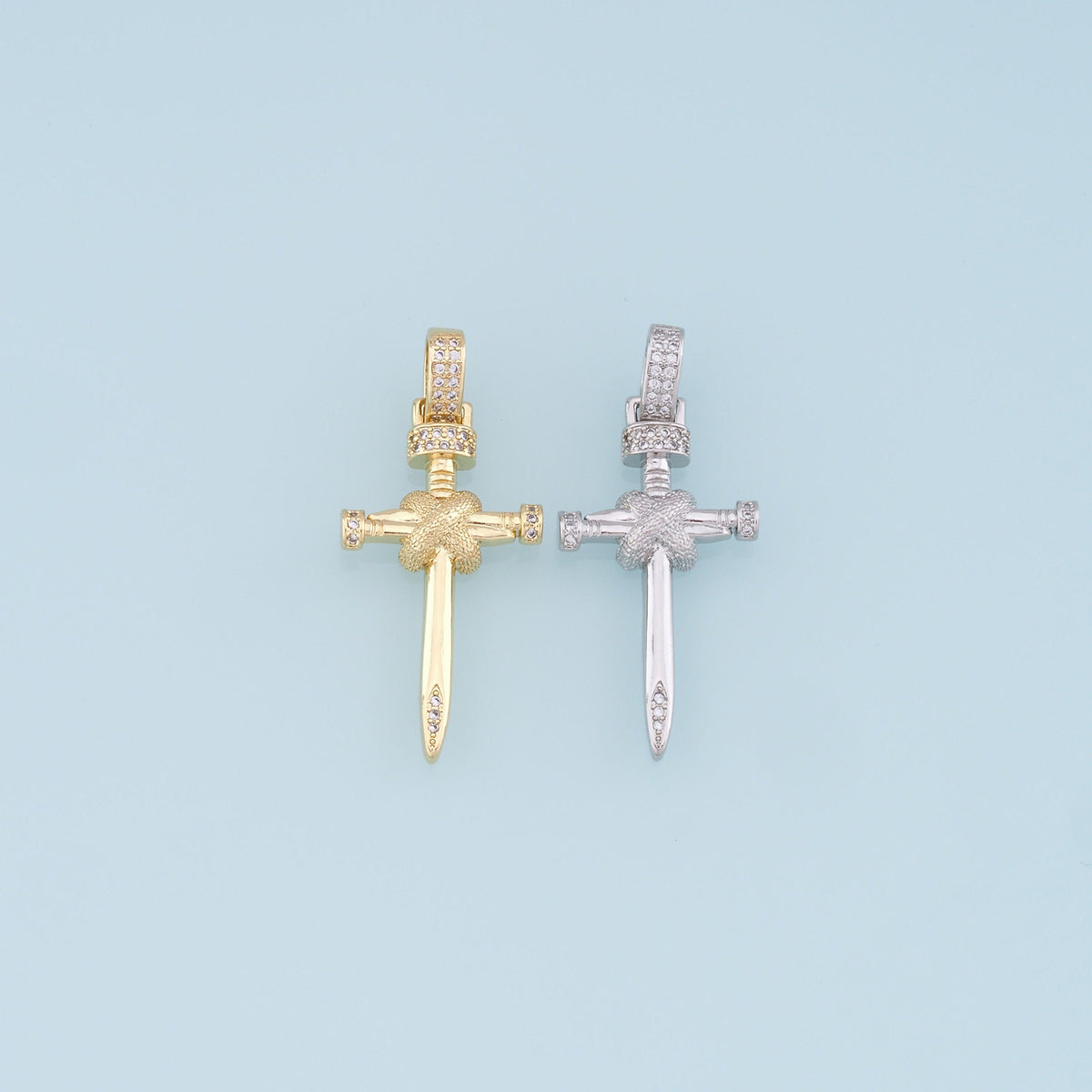 Gold Cross Charms,18K Gold Filled Cross Pendant,Cross Charm Bracelet Necklace for DIY Jewelry Making Supply