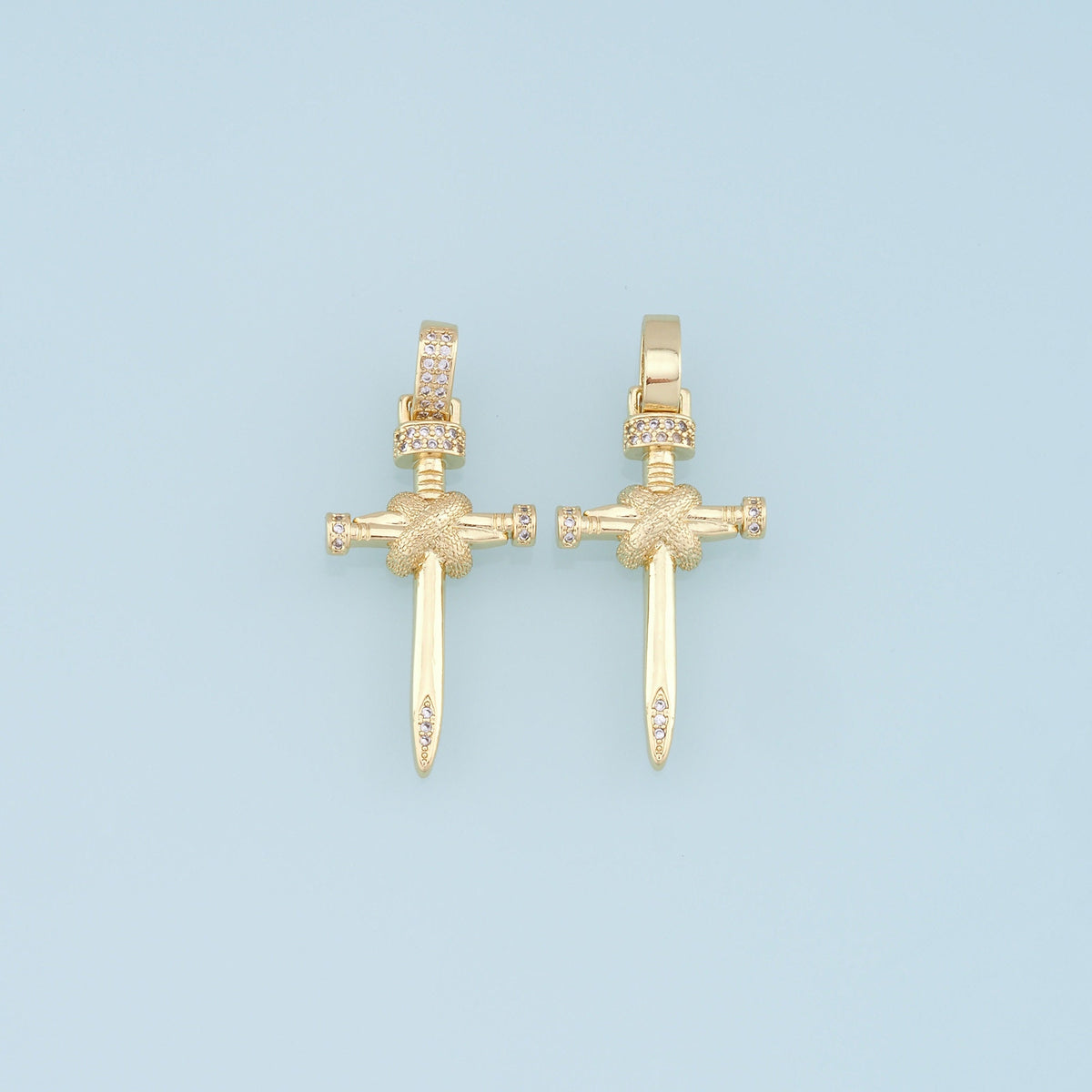 18K Gold Filled Cross Charm Pendant for Jewelry Making